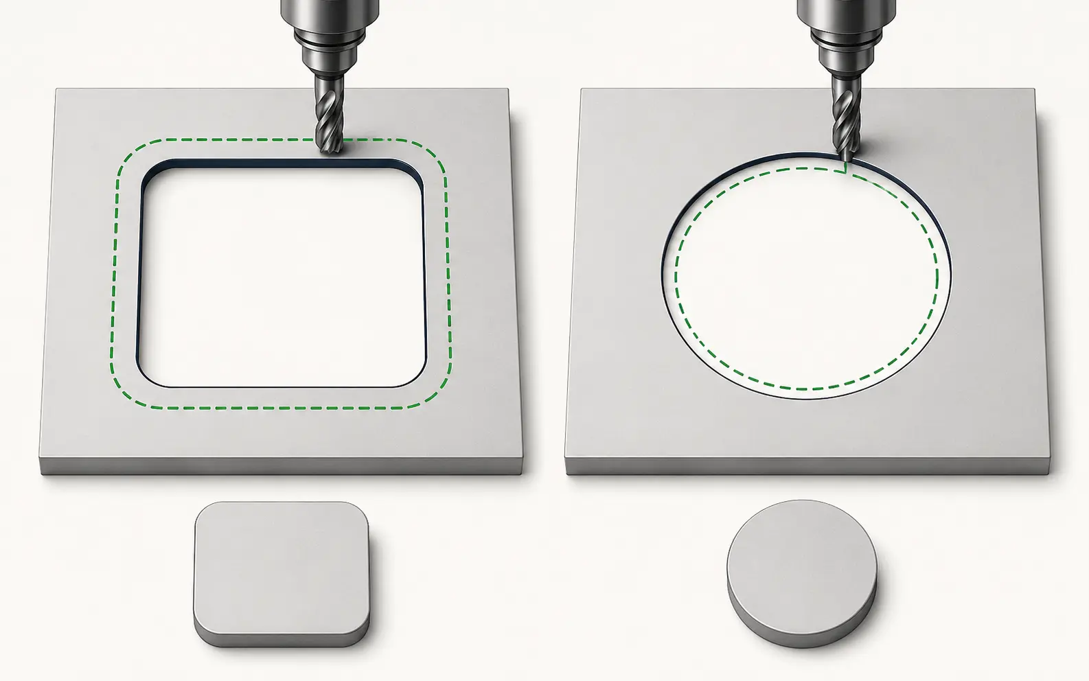 Inside vs outside cut with a kerf offset applied