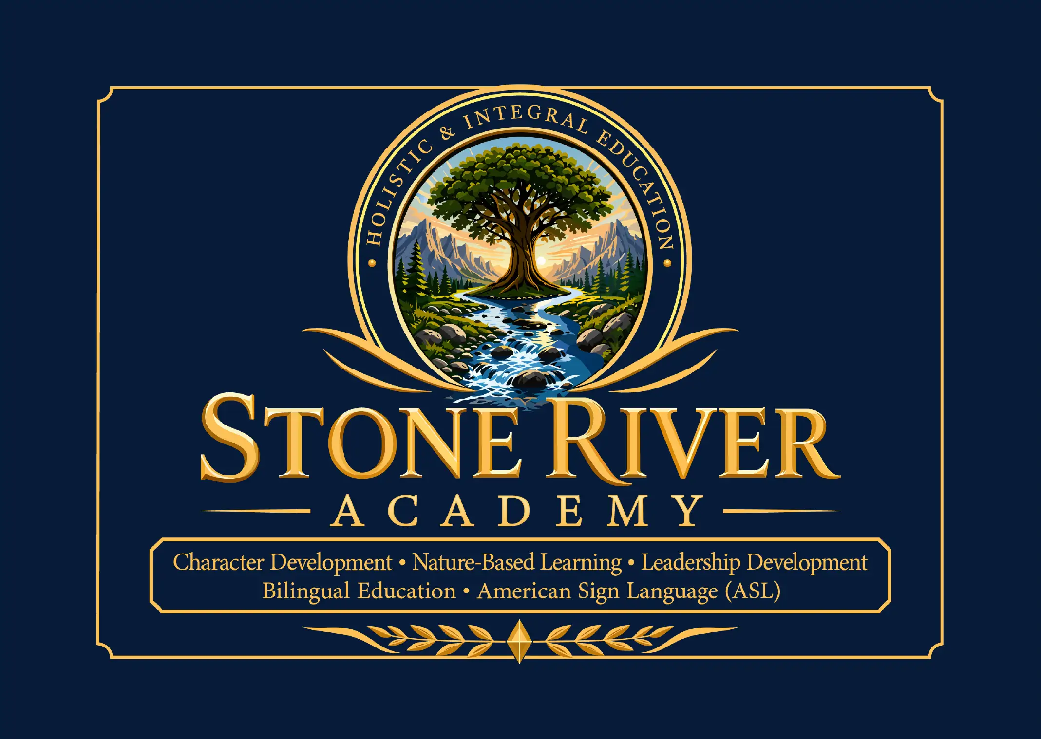 Brasão da Stone River Academy — entrega vetorial