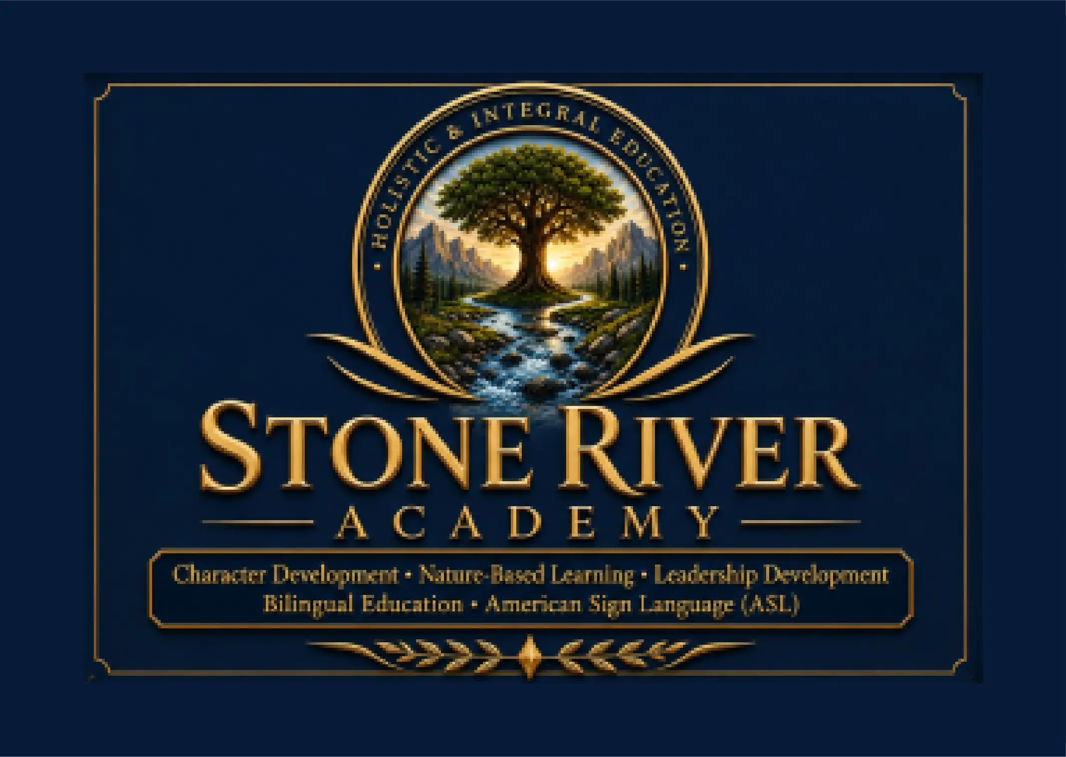 Brasão da Stone River Academy — trabalho original