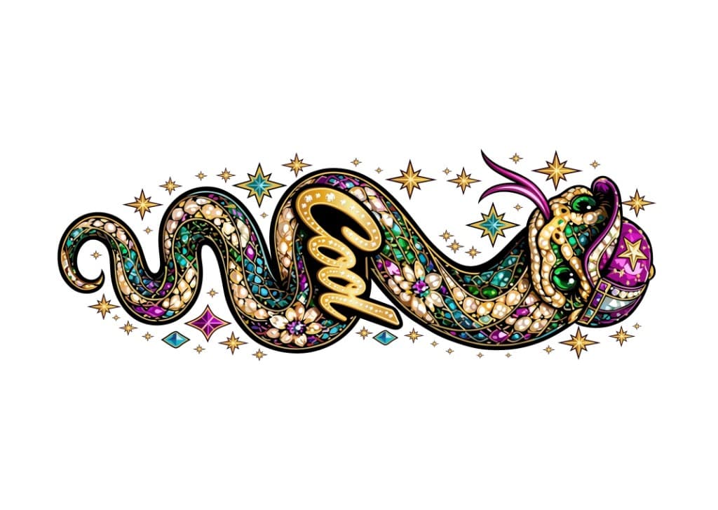 Cool Girls jeweled snake redrawn as clean vector art for screen printing