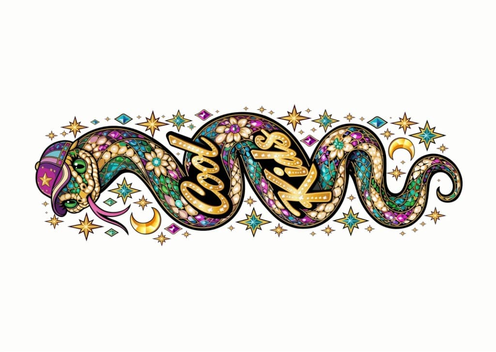 Cool Girls serpent redrawn as clean vector art for screen printing