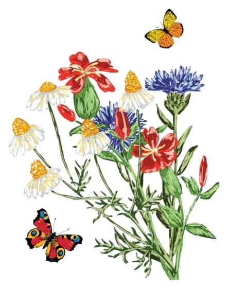 Ramalhete de flores silvestres redesenhado como arte vetorial limpa para serigrafia