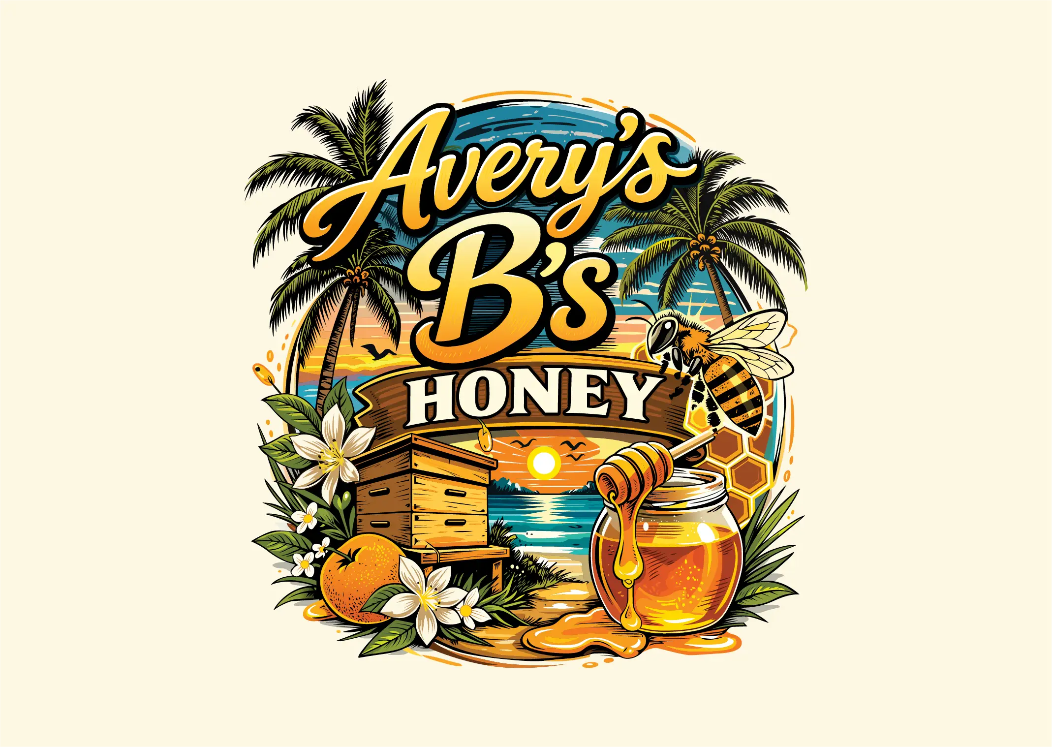 Marca de mel Avery's B's — entrega vetorial