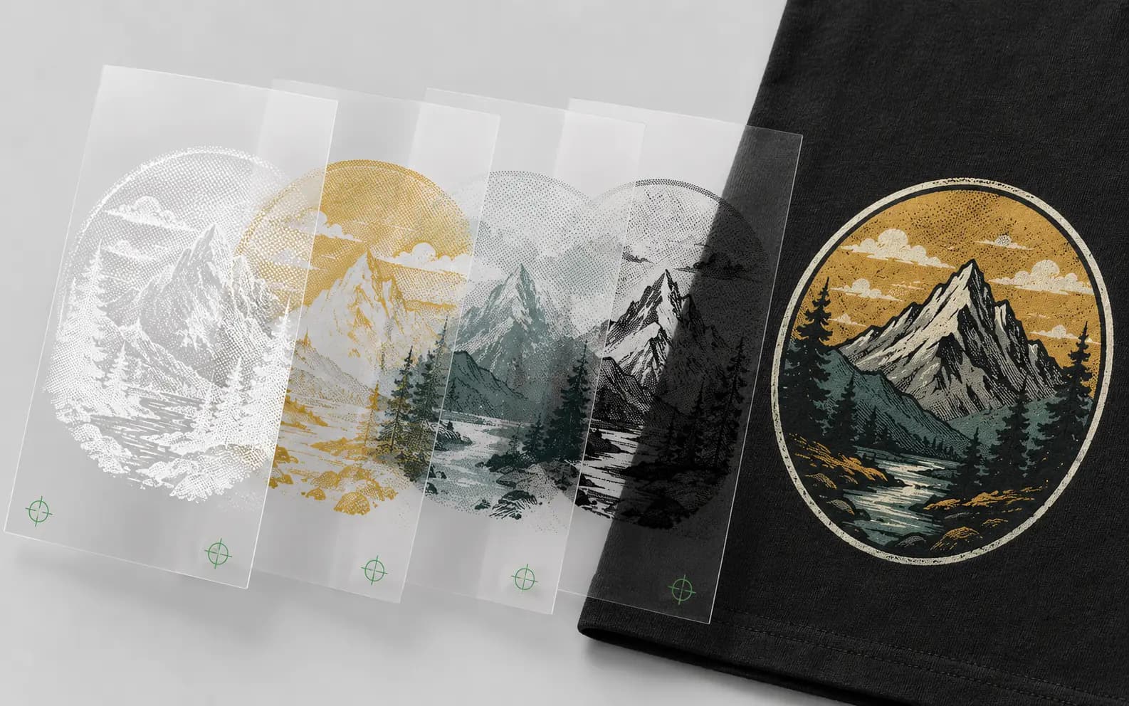 Gros plan de points de trame sur un t-shirt sérigraphié Gros plan de points de trame sur un t-shirt sérigraphié