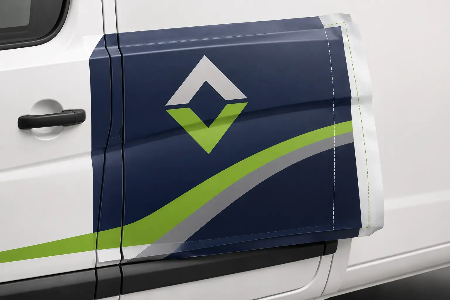 A wrap panel layout with bleed marks past the trim line and overlap at a seam A wrap panel layout with bleed marks past the trim line and overlap at a seam