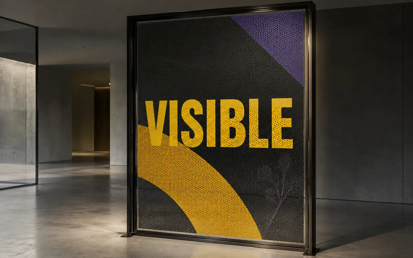 Bold high-contrast message placed in the clear viewing zone of a perf window Bold high-contrast message placed in the clear viewing zone of a perf window