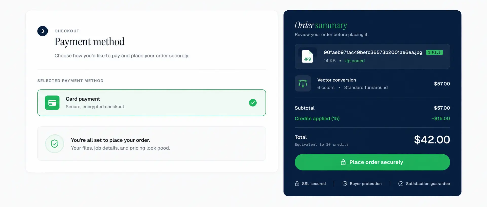 Order and check out step preview Order and check out step preview