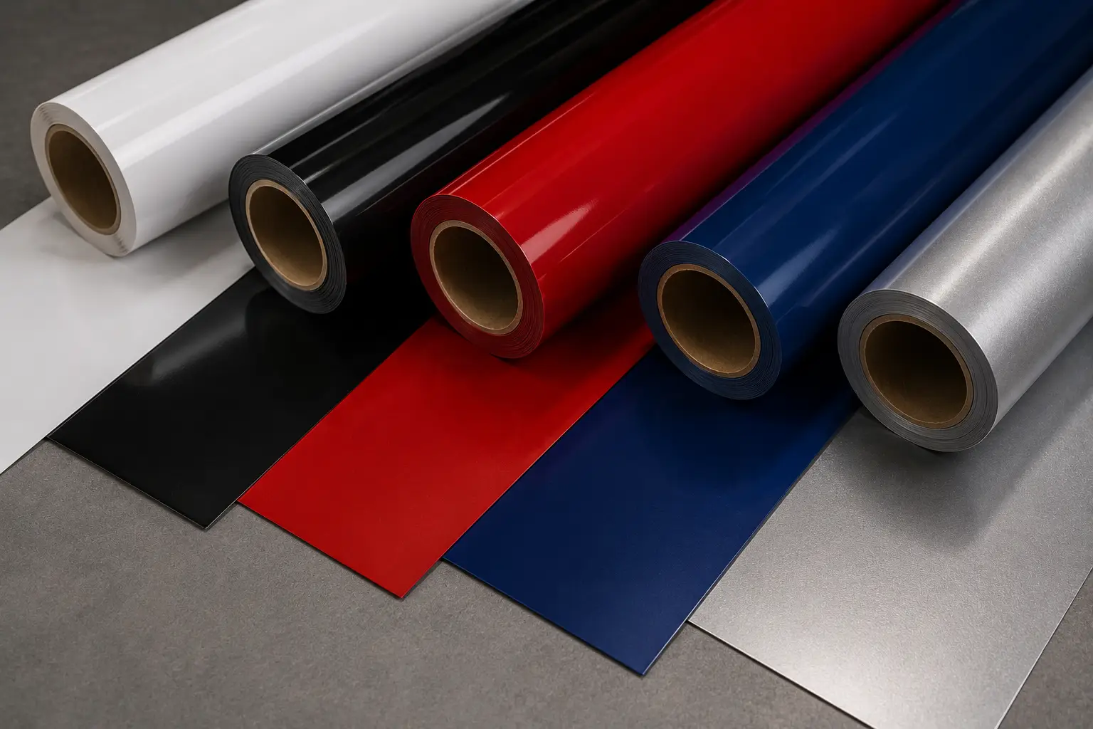 Rolls of Oracal vinyl in multiple colors