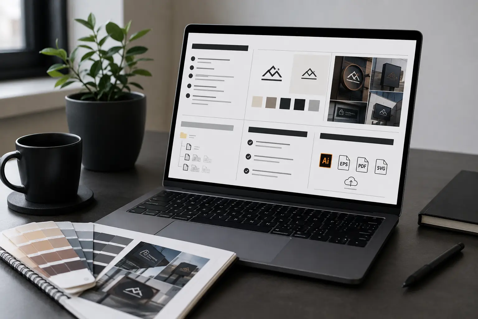 A designer reading a job brief at the workstation