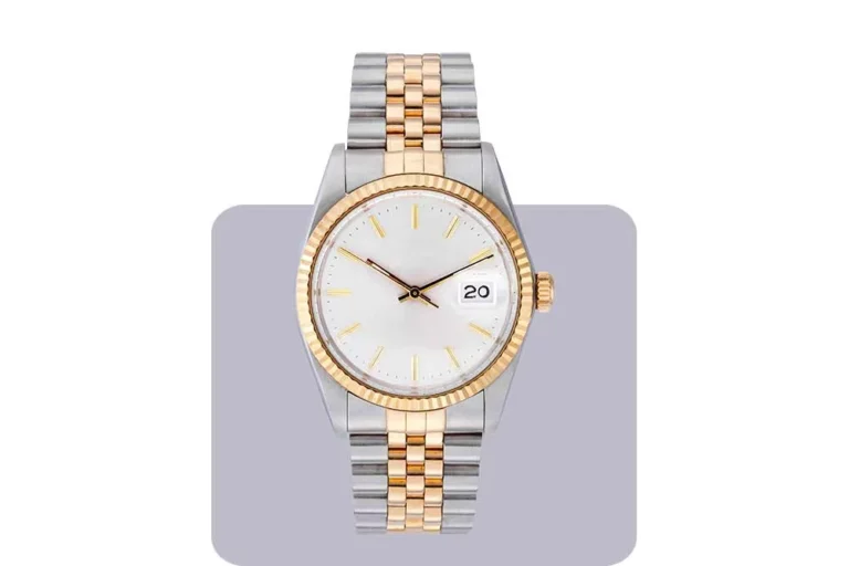 elegant watch with silver golden chain isolated